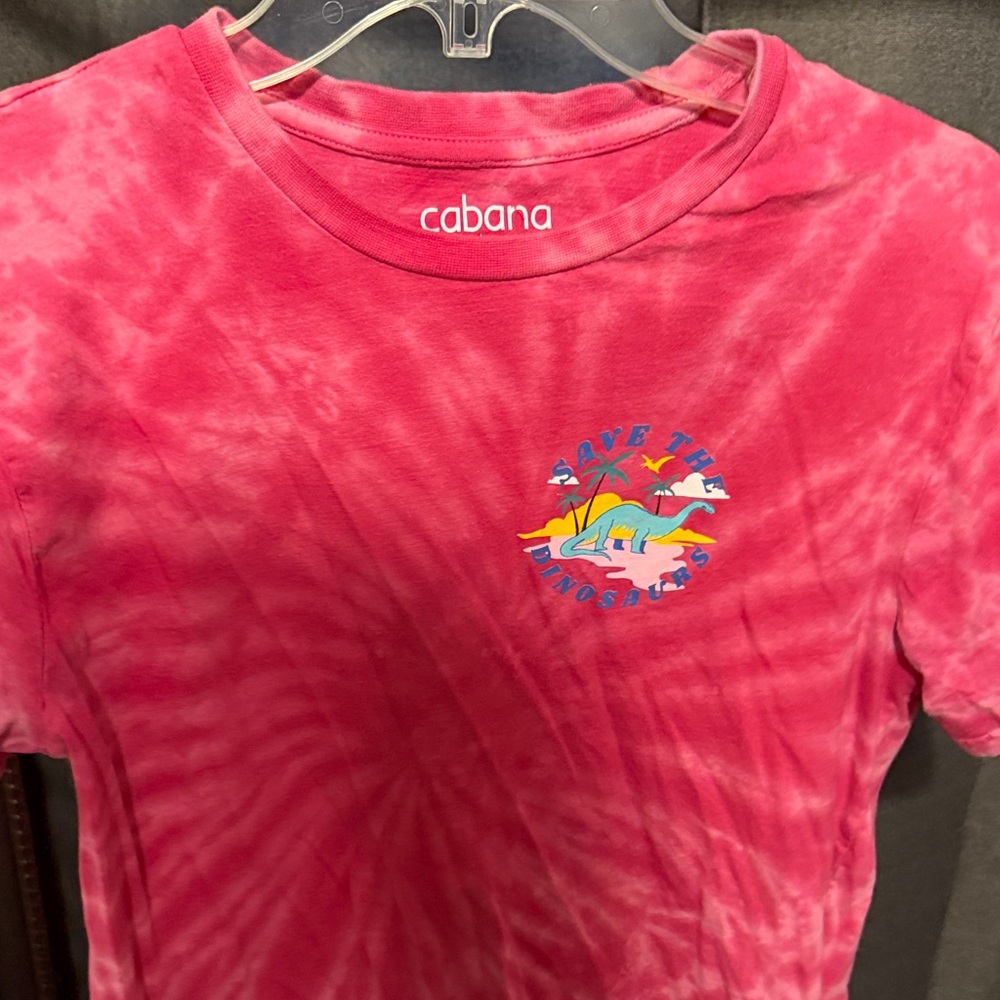 Crown & Ivy Pink Tie-Dye Dinosaur Tee
